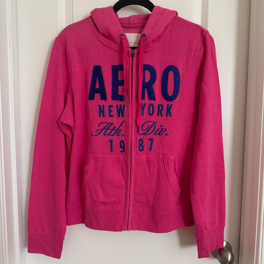 NWOT Aeropostale Y2K Vintage Pink Sporty Zip-Up Hoodie, XL
